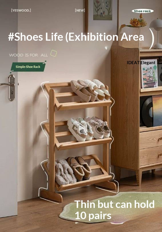 Beech Solid Wood Multi Layer Ultra Thin Shoe Racks