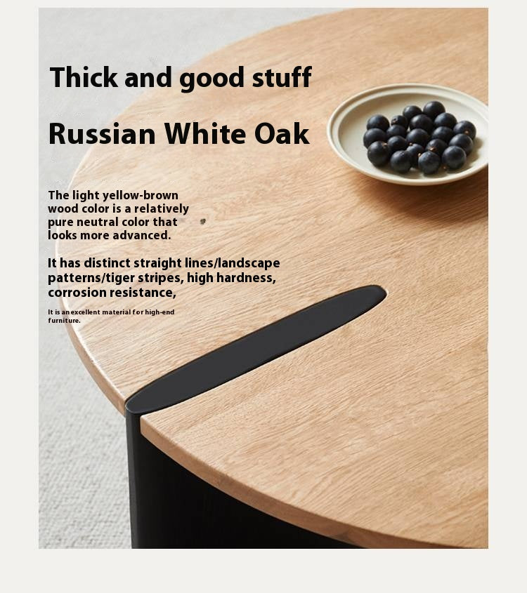 Oak Solid Wood Wabi-Sabi Style Creative Round Coffee Table