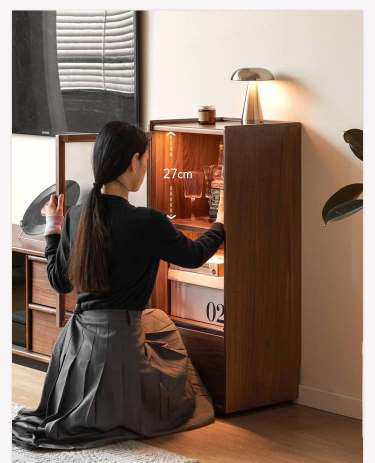 Sandalwood, Black Walnut Solid Wood Floor Storage Cabinet.