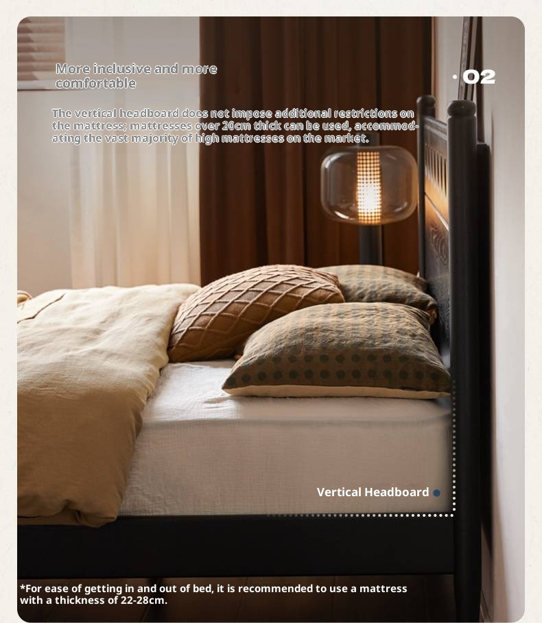 Ash Solid Wood Bed Vintage Style