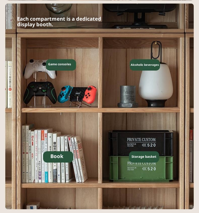 Ash Solid Wood Modern Grid Bookcase