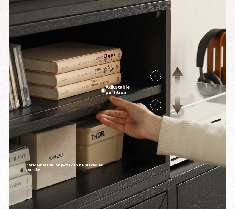 Oak Solid Wood TV Stand Combination Bookcase