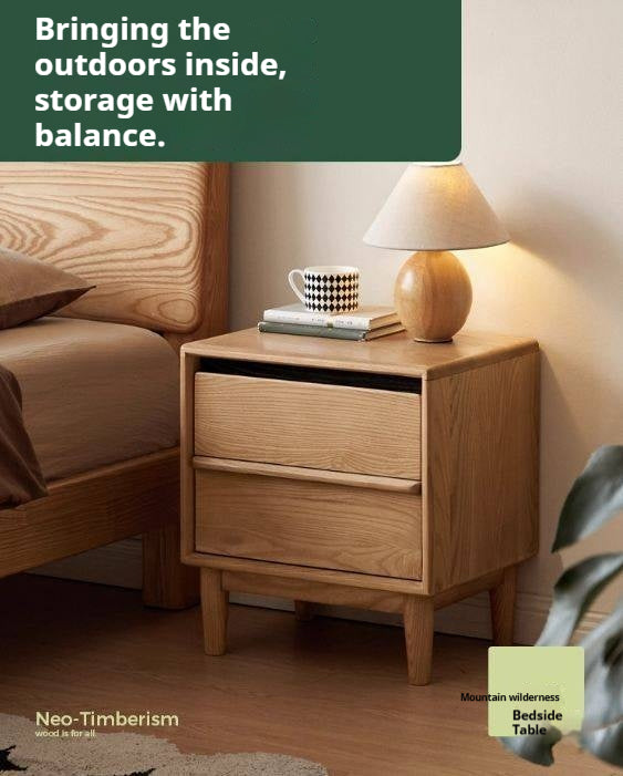 Ash Solid Wood Log Style Nightstand