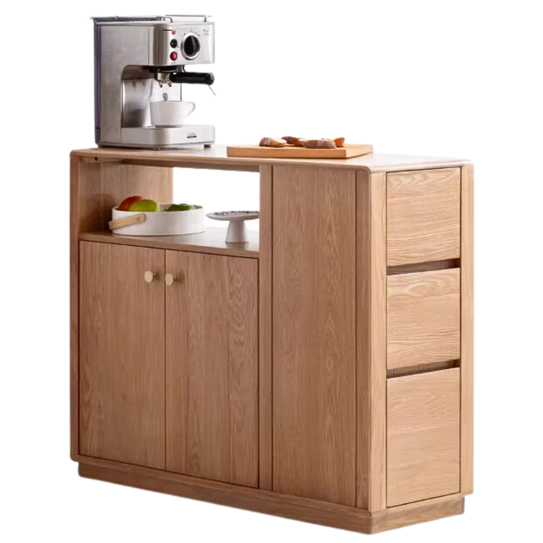 Oak Solid Wood, Solid RubberWood Nordic Modern Sideboard