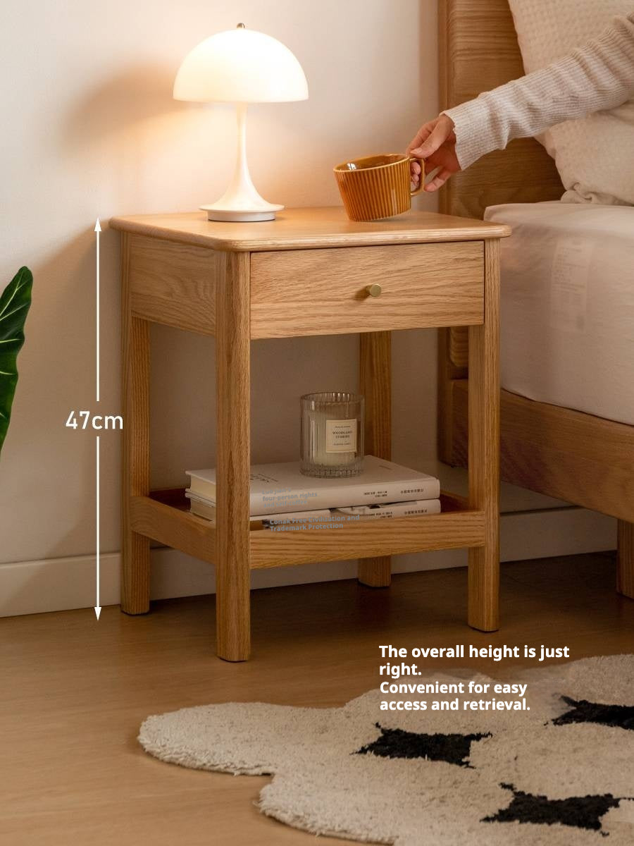 Oak, Beech Solid Wood, Solid RubberWood Nightstand.