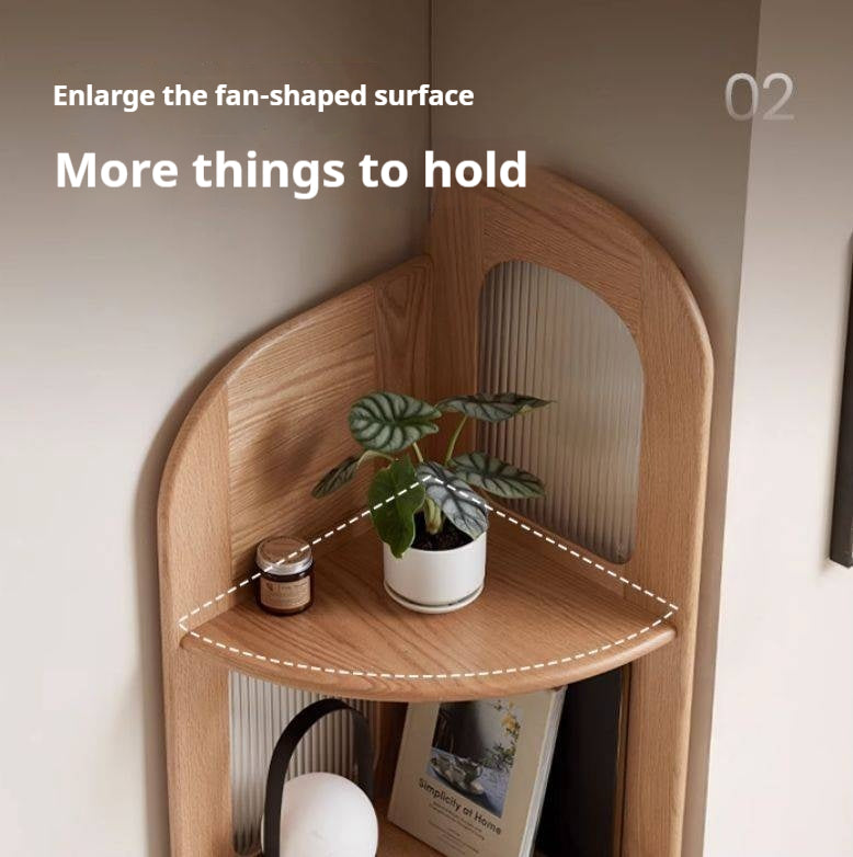 Oak, Ash Solid Wood Bookshelf Household Corner Storage Rack