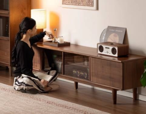 Black Walnut Solid Wood Modern TV Cabinet