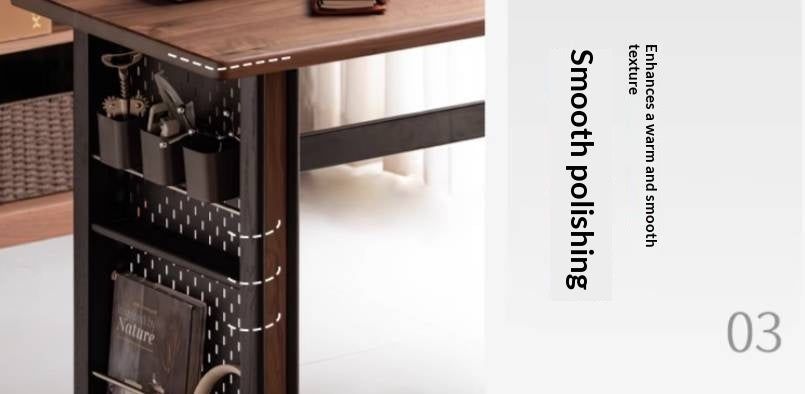 Black Walnut, Merbau Solid Wood Italian Light Luxury Computer Desk