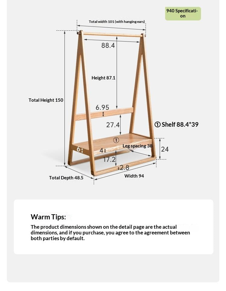 Solid Rubberwood Nordic Minimalist Standing Hanger