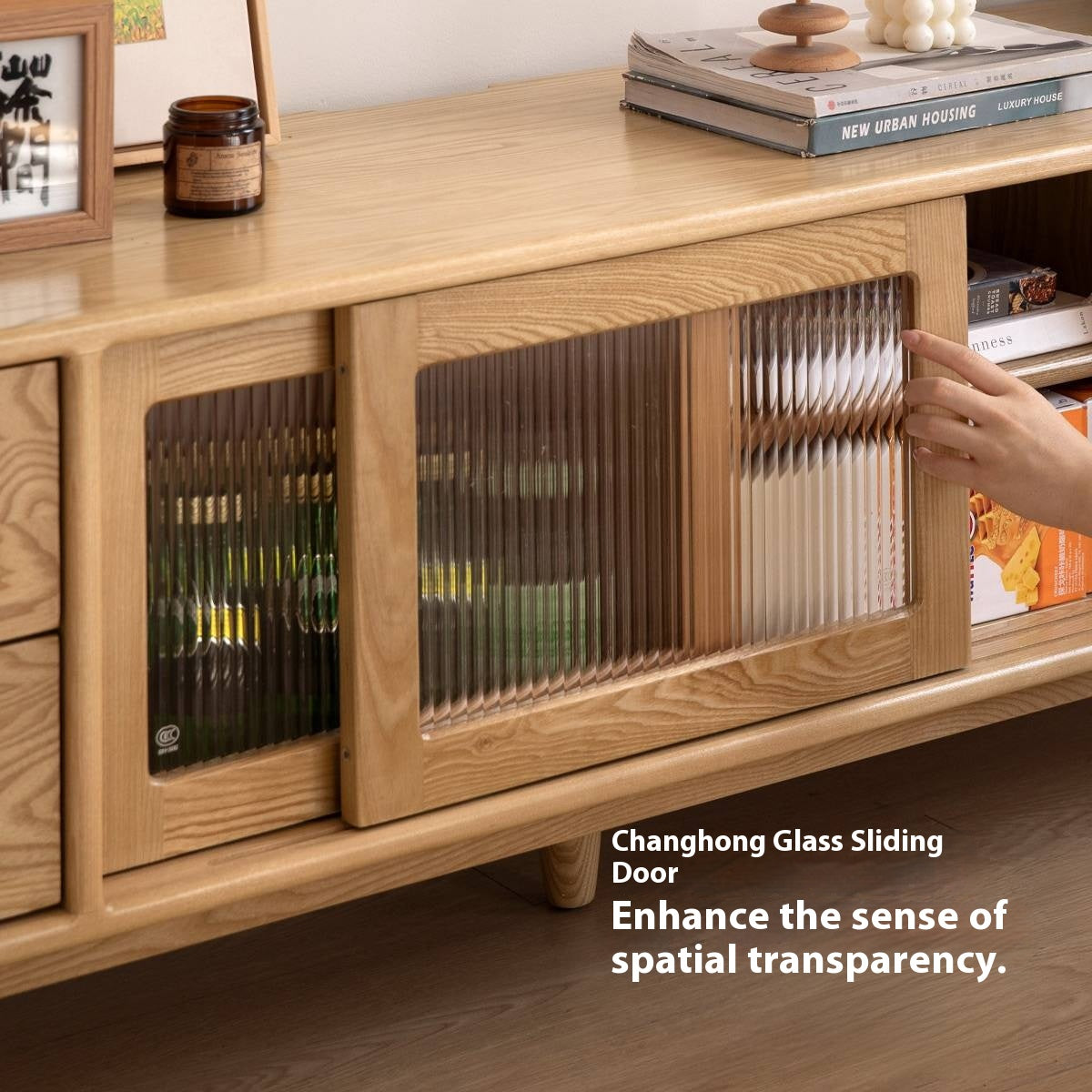 Ash Solid Wood Modern TV Cabinet