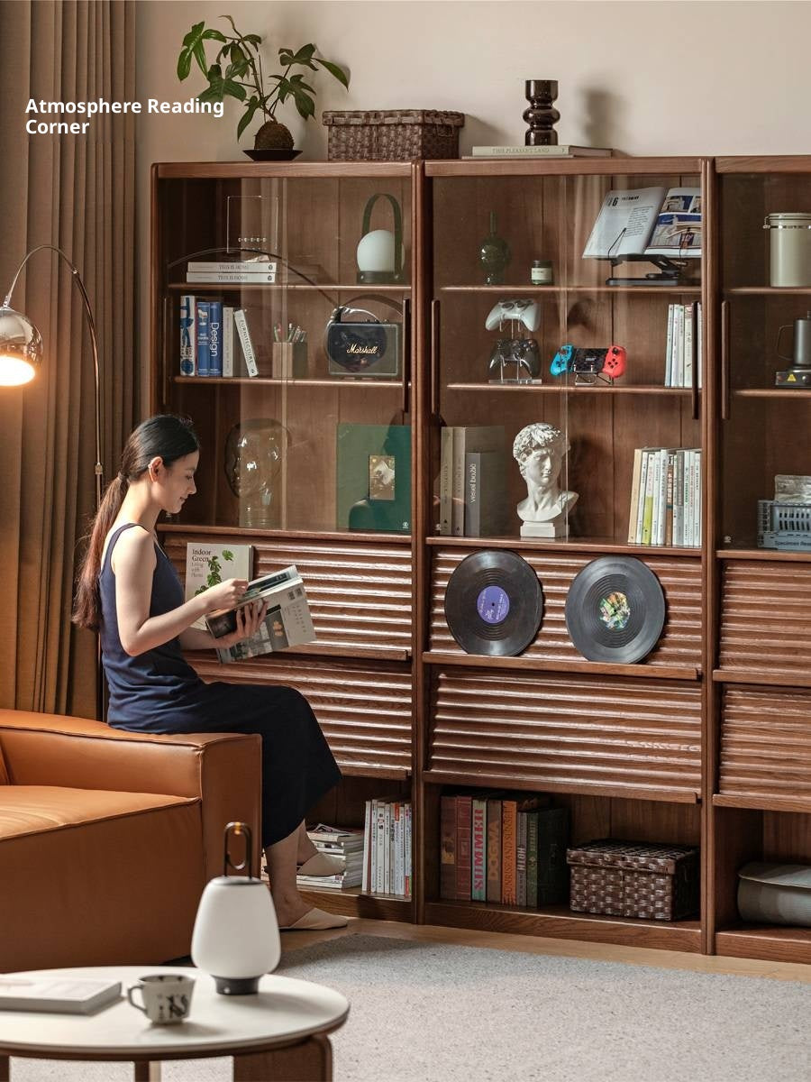 Oak Solid Wood Dustproof Bookcase