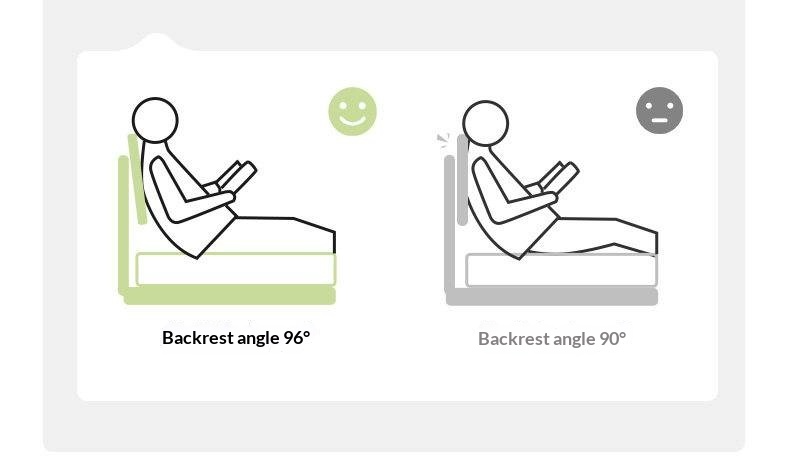 Oak Solid Wood Bed — Cream Style with Slanted Backrest