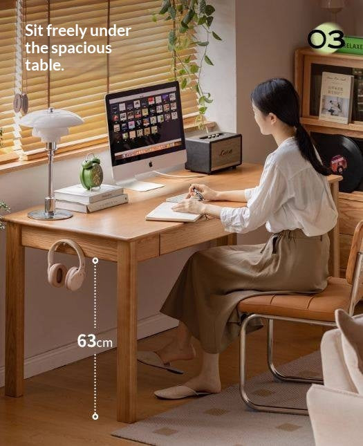 Oak, Ash Solid Wood USB Office Desk