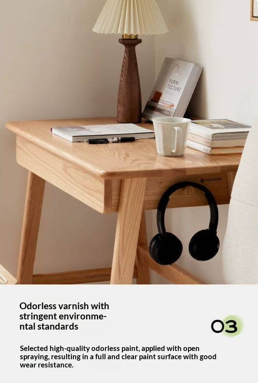 Oak, Beech Solid Wood small Office Desk with a drawer