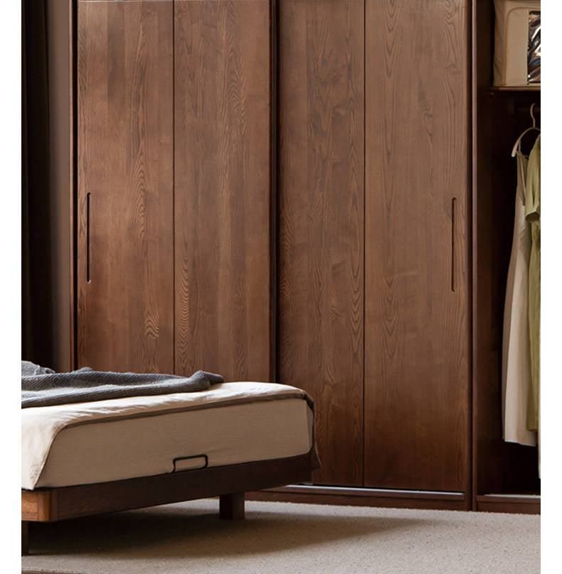 White Ash, Ash, Oak Solid Wood Wardrobe With Sliding Doors