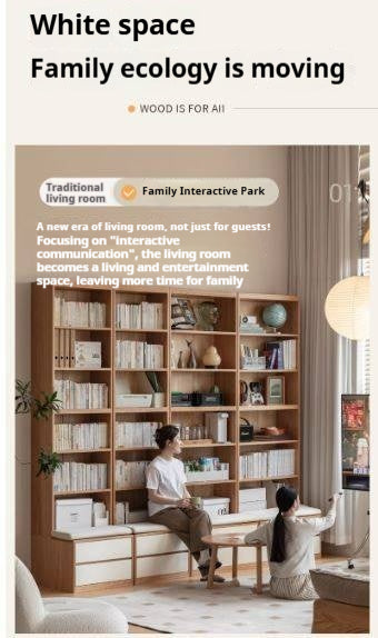 Oak Solid Wood Cream Style Study Bookcase