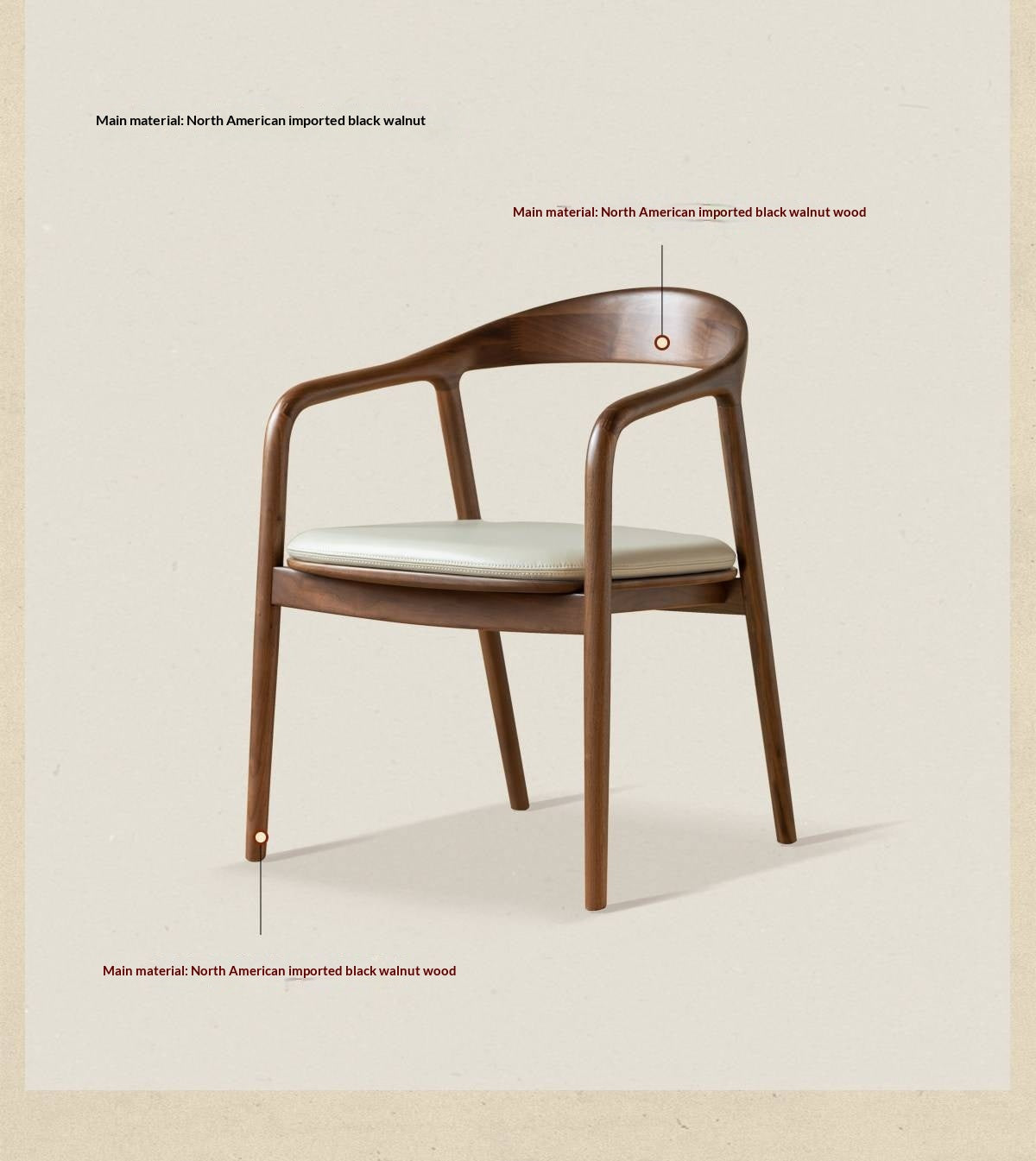 Black Walnut, Ash Solid Wood Horseshoe Back Wood Armchair