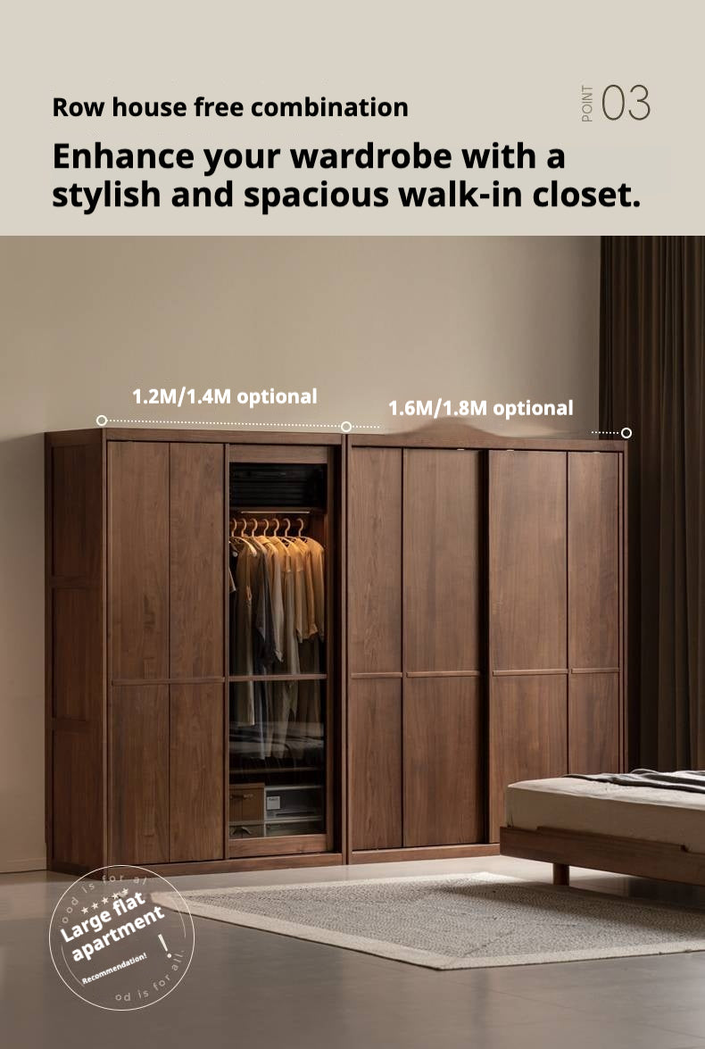 Black Walnut Solid Wood Italian Luxury Sliding Door Wardrobe