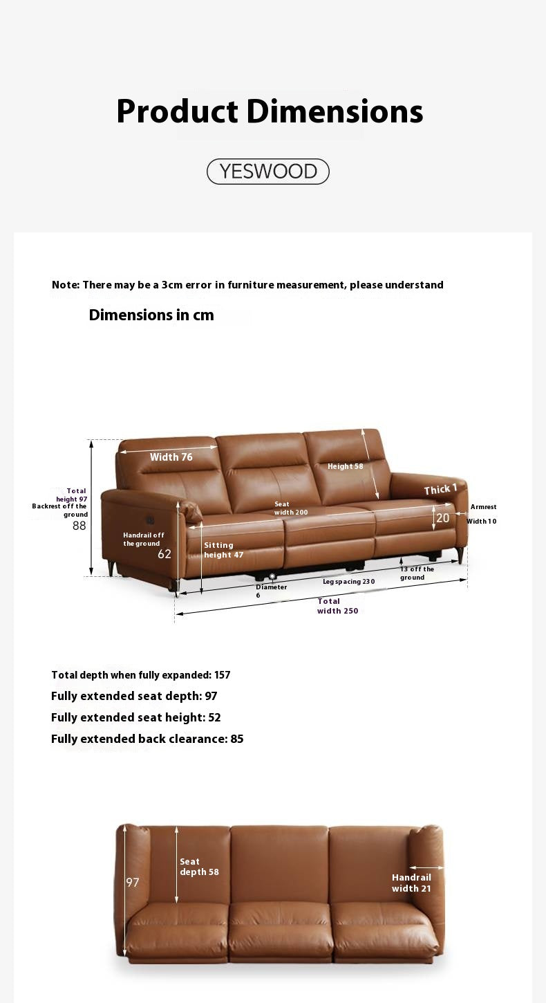 Leather Electric Zero Wall Sofa Italian Light Luxury.