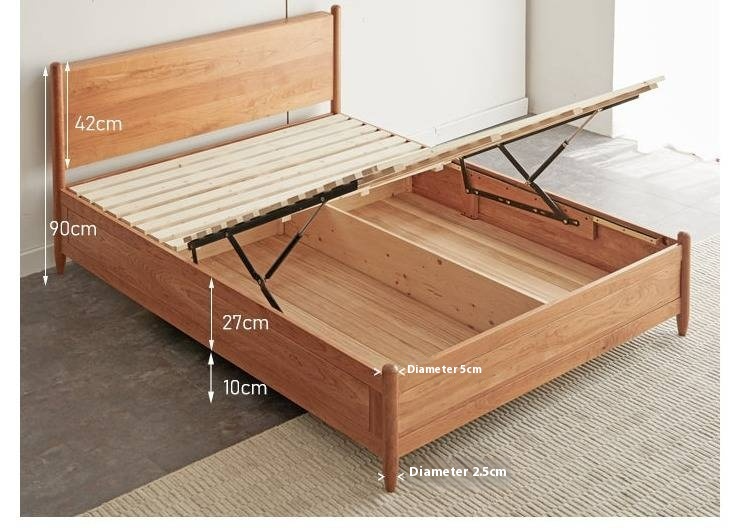 Cherry Wood, Black Walnut Solid Wood Box Bed