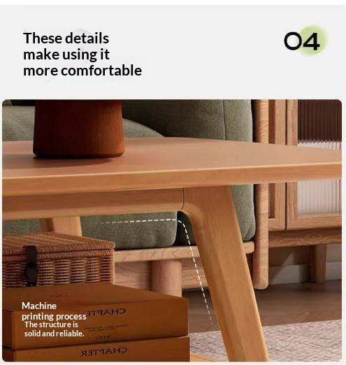 Solid RubberWood Coffee Table with Double Layer in Nordic Style