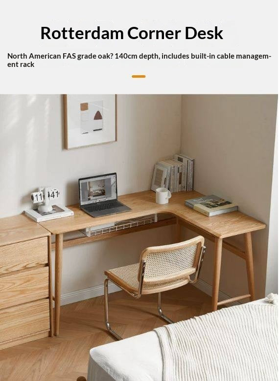 Oak Solid Wood Corner Table Study Office Desk