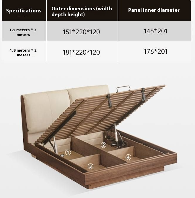 Black Walnut Solid Wood Italian Luxury Leather Bed