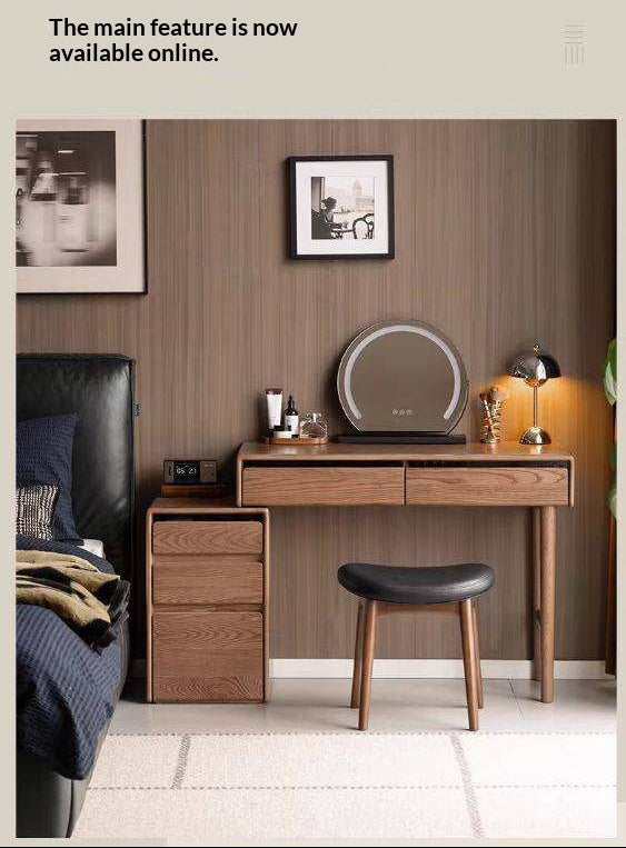Ash Solid Wood Modern Vanity Table with Extendable Feature