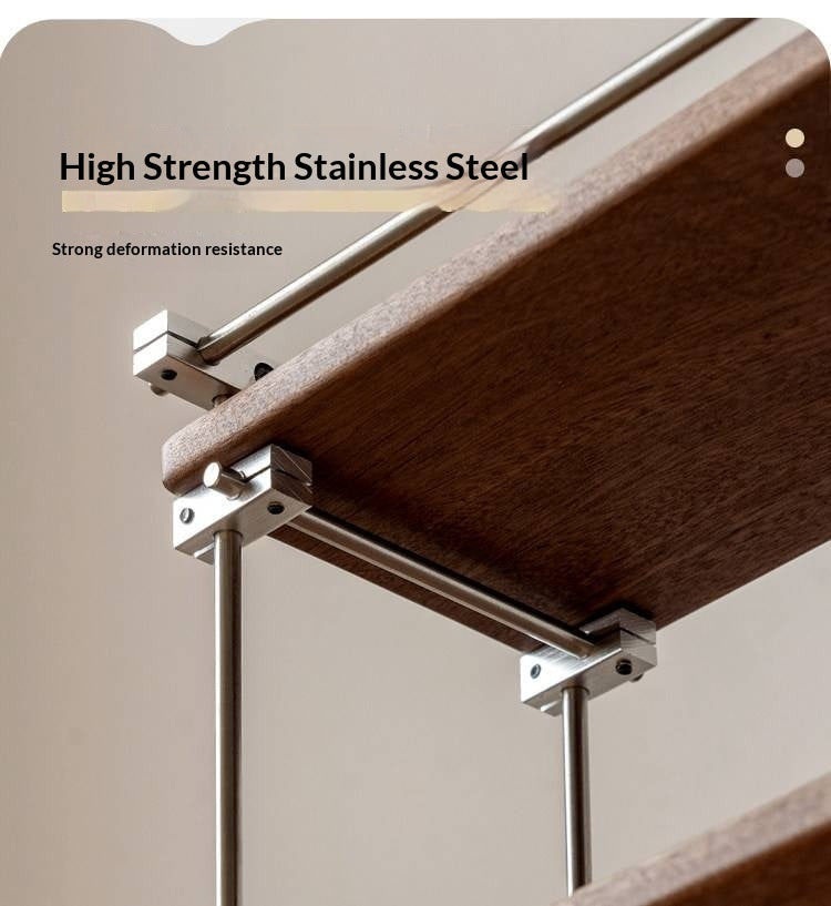 Sapele Solid Wood Multi Layer Storage Rack Antique Style