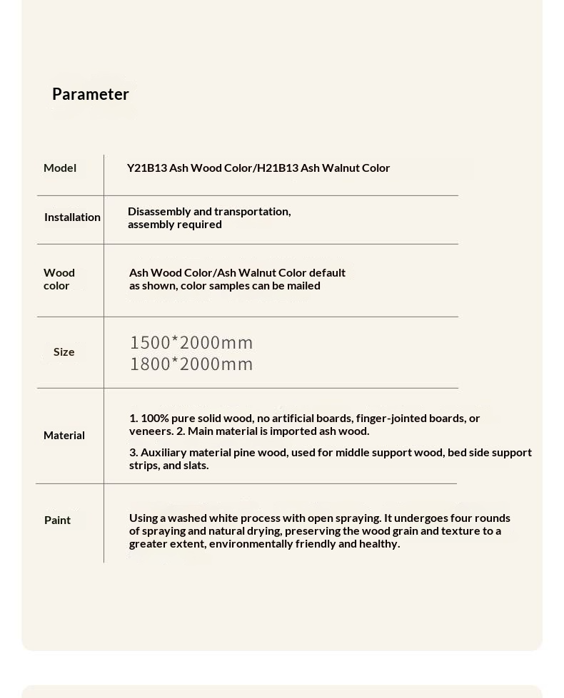 Ash Solid Wood Floating Bed — Large Slab, Simple Modern Design