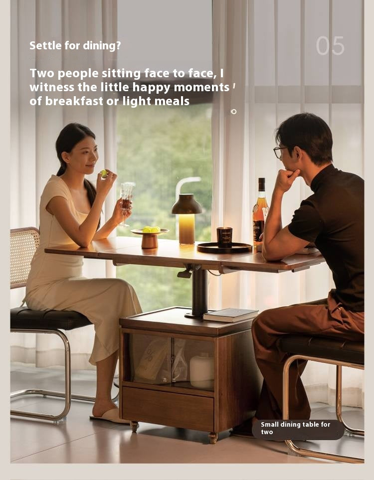 Black Walnut Solid Wood Mobile Folding Coffee Table