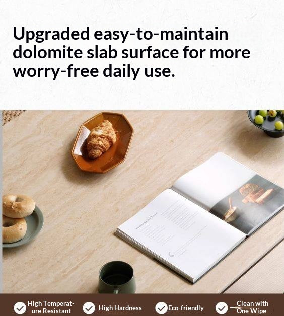 Oak Solid Wood Modern Cave Stone Rock Plate Dining Table