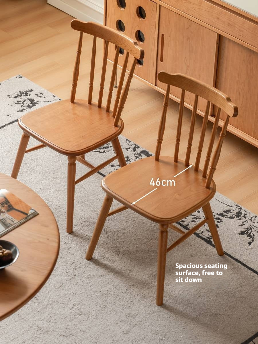 Set 4 pcs Cherry Solid Wood Retro Backrest Chair