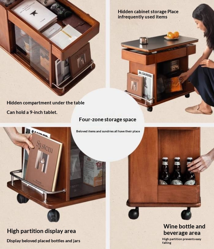 Tulipwood Solid Wood Elevating Rock Board Side Table