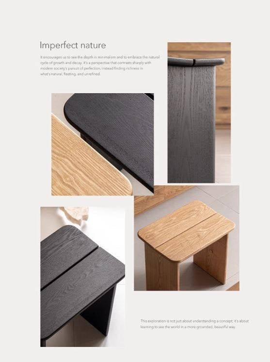 Ash Solid Wood Casual Square Stool