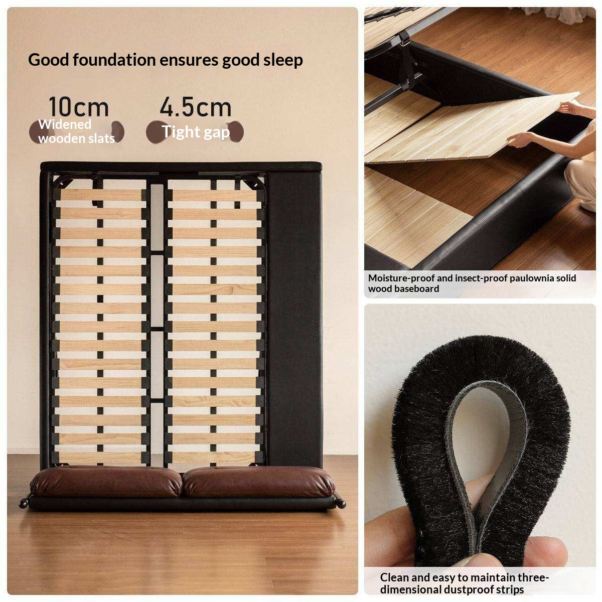 Genuine Leather Luxury Storage Bed with Lift-Up Storage Box Bed