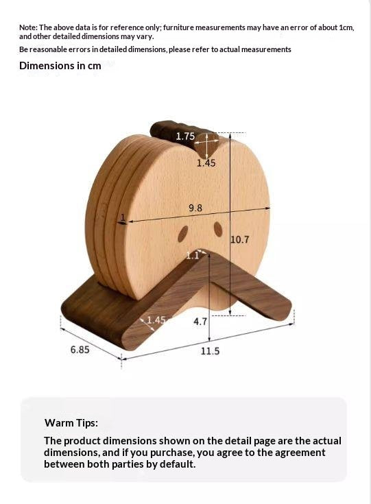 Black Walnut, Beech Solid Wood Creative Apple Shaped Coaster