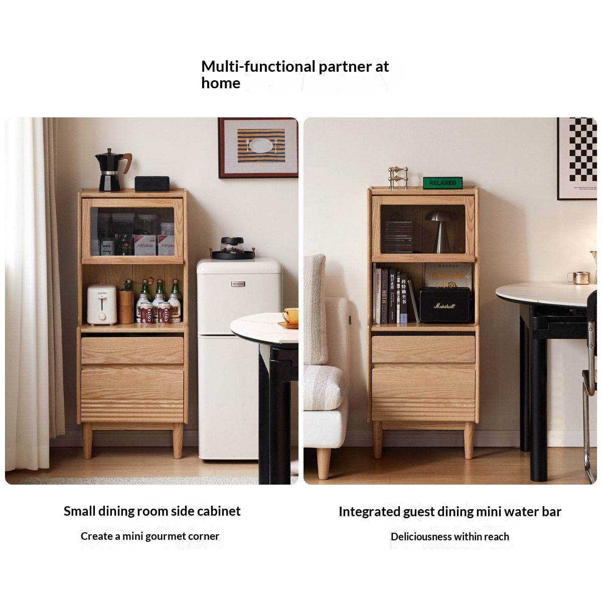 Oak Solid Wood Modern Style Side Cabinet