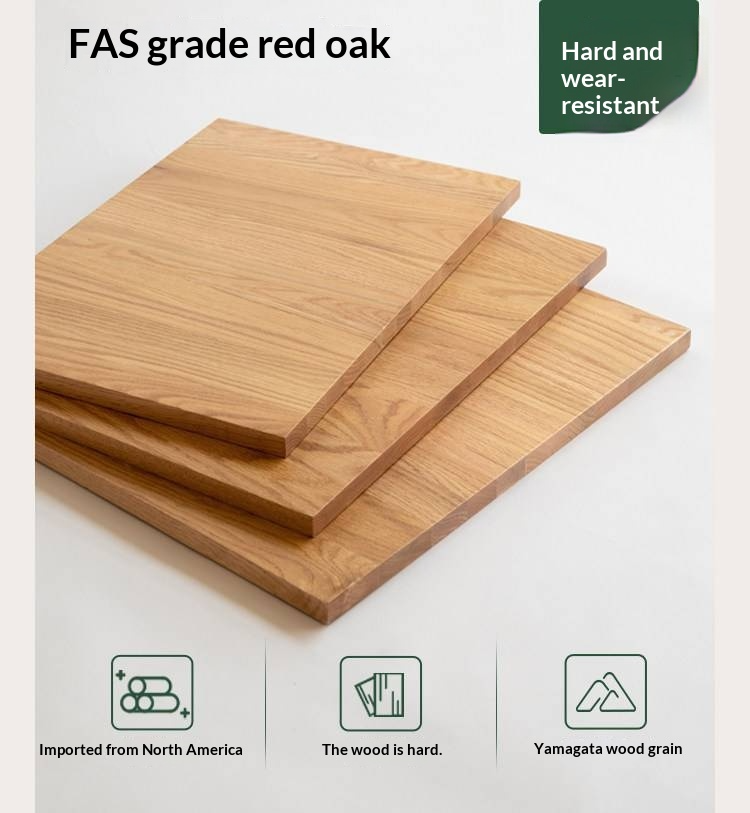 Oak Solid Wood Bed — Modern Minimalist Slab Box Design