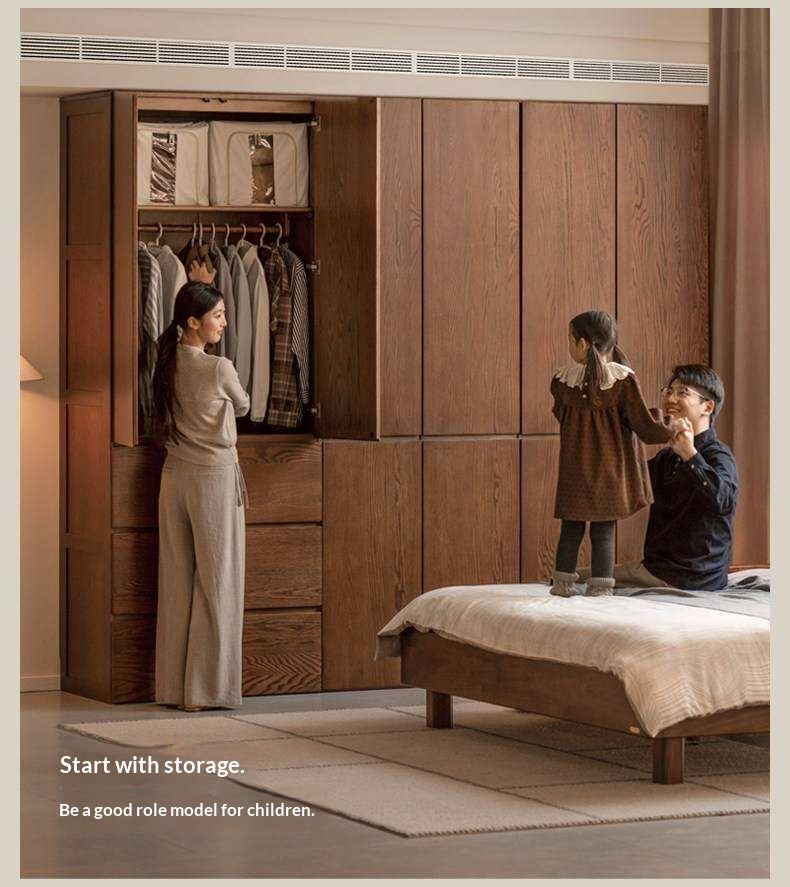 Oak Solid Wood Modern Sectional Wardrobe