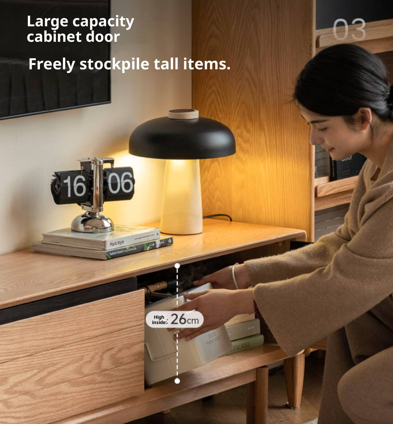 Oak Solid Wood Modern TV Cabinet.