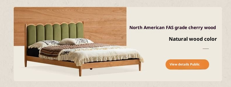 Poplar Solid Wood Bed, French Retro Style Piano Key Bed