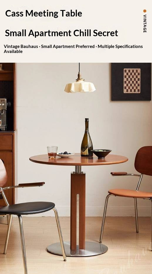 Poplar Solid Wood Vintage Round Bauhaus Style Dining Table