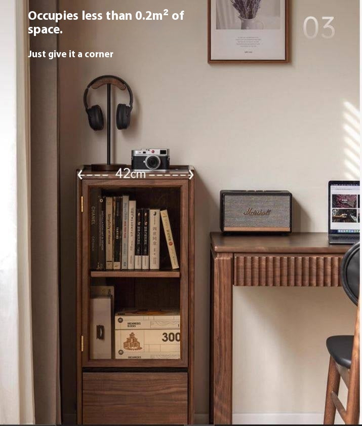 Black Walnut Solid Wood Floor Storage Cabinet