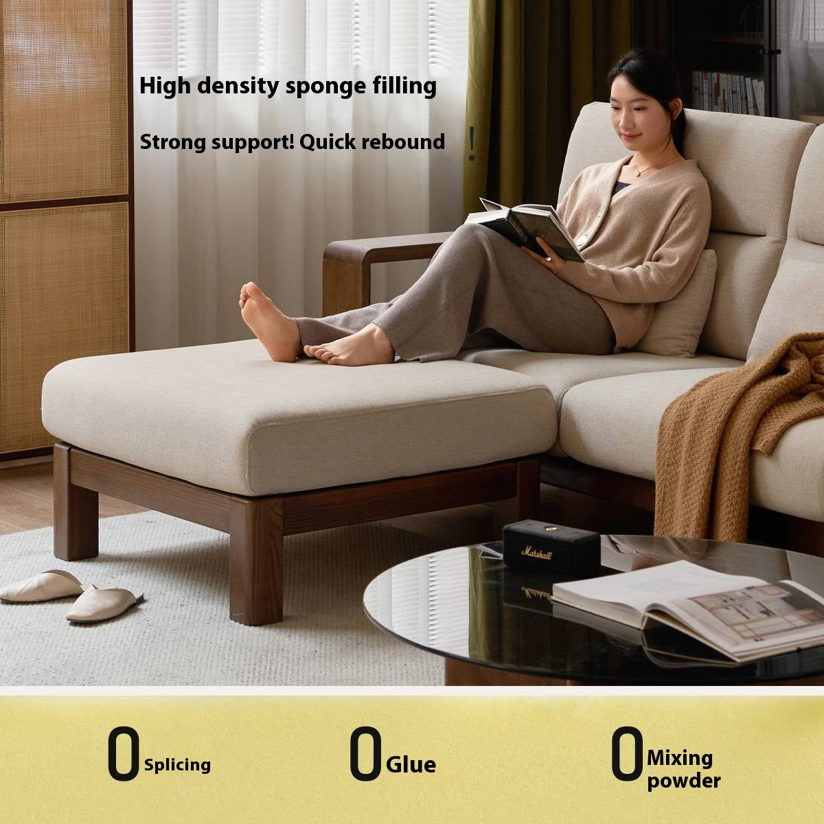 Black Walnut, Oak, Ash Solid Wood Footstool Small Fabric Stool