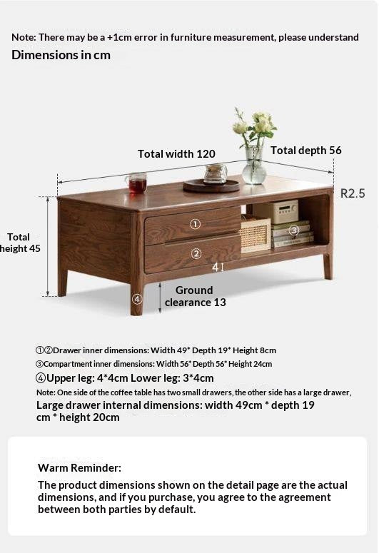 Oak Solid Wood, Solid Rubberwood Nordic Coffee Table