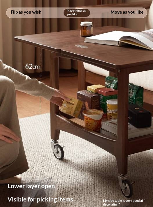 Black Walnut Solid Wood Movable Folding Modern Side Table