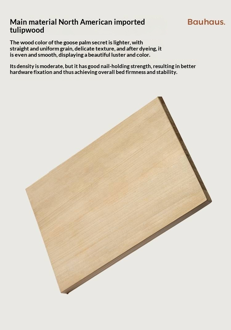 Genuine Leather Bauhaus Style Double Bed with Top Grain Cowhide Soft Backrest