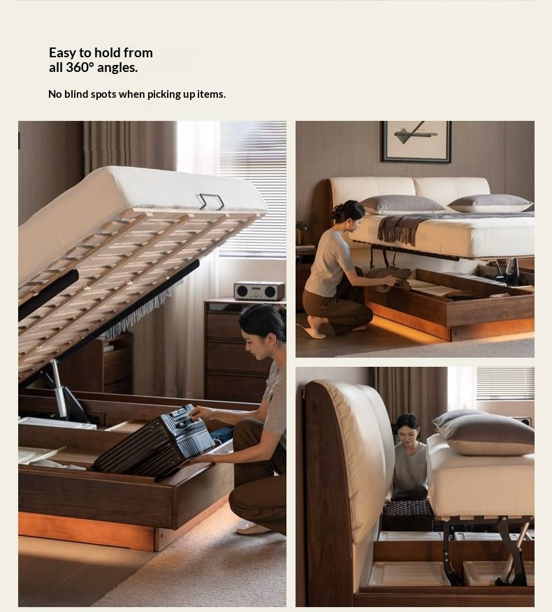 Black Walnut Solid Wood Italian Luxury Leather Bed