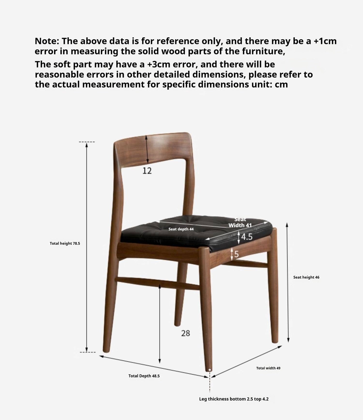 Set 4 pcs Black Walnut Solid Wood Dining Chair with Leather Seat, Mid Century Modern
